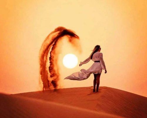 sunset-picture in Dubai desert dune image