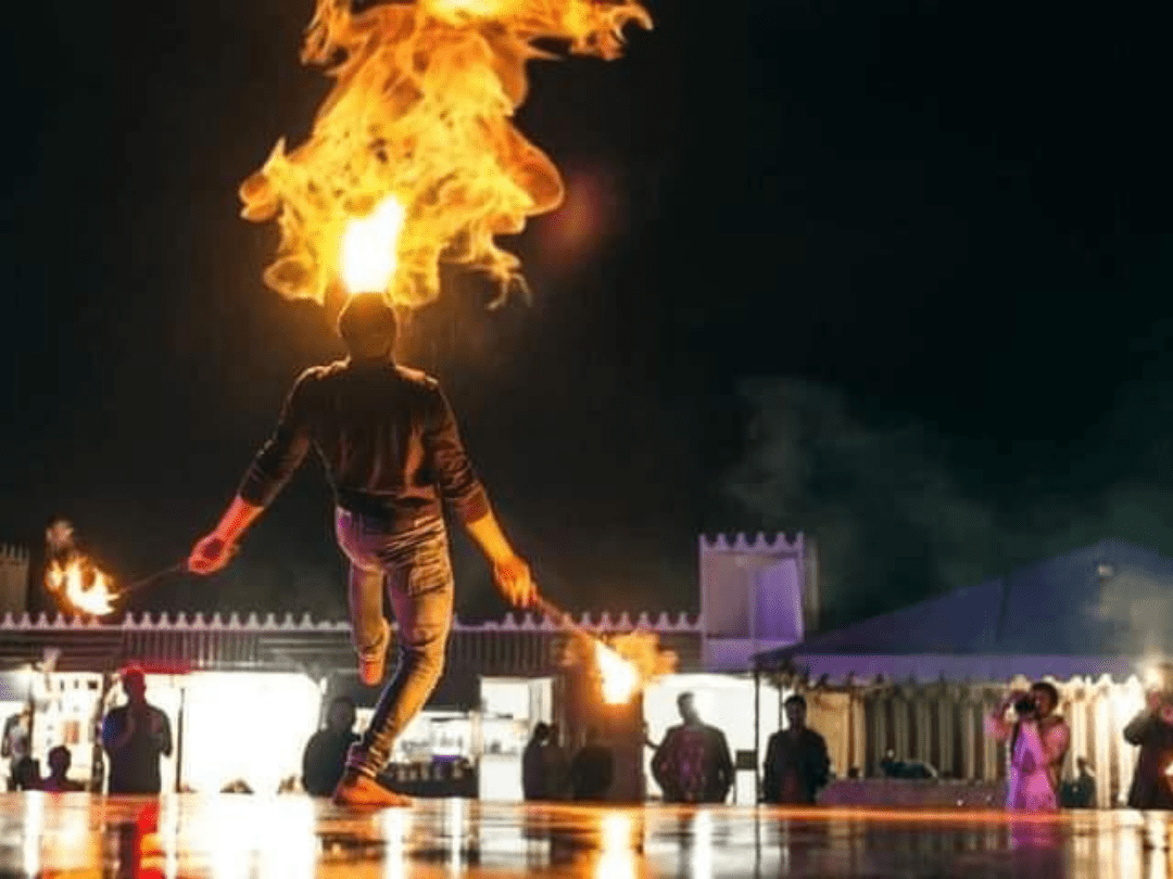 Dubai desert dune fire image